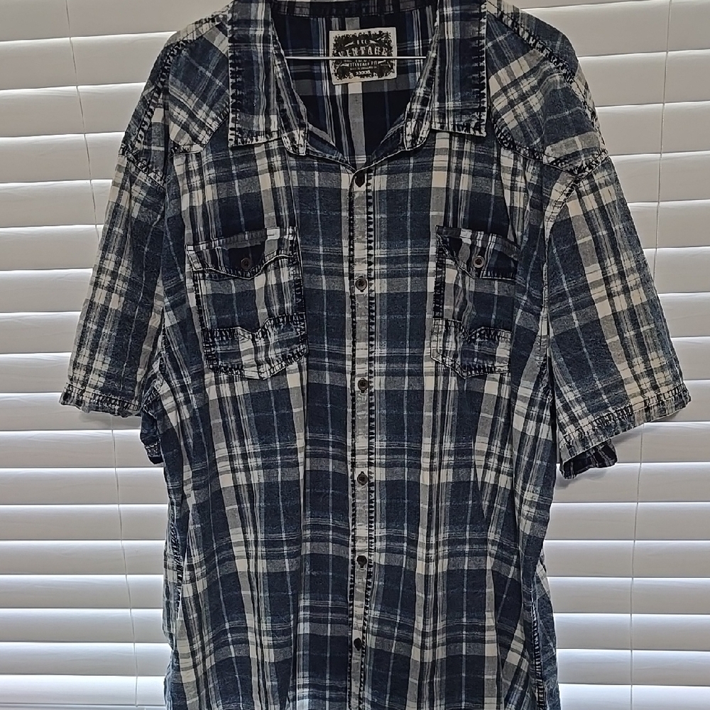 Men's BKE Button Up Blue Plaid Shirt